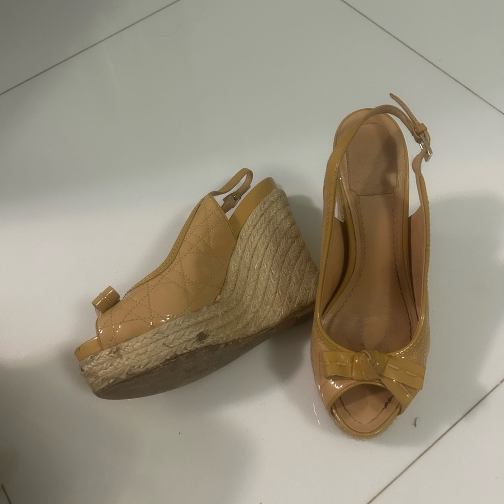 Dior Tan Wedge Espadrilles with Slingback